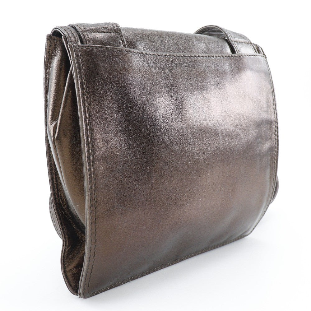 Chanel Vintage Shoulder Bag Leather Brown Leather Shoulder Bag Bag (Pre-Owned)