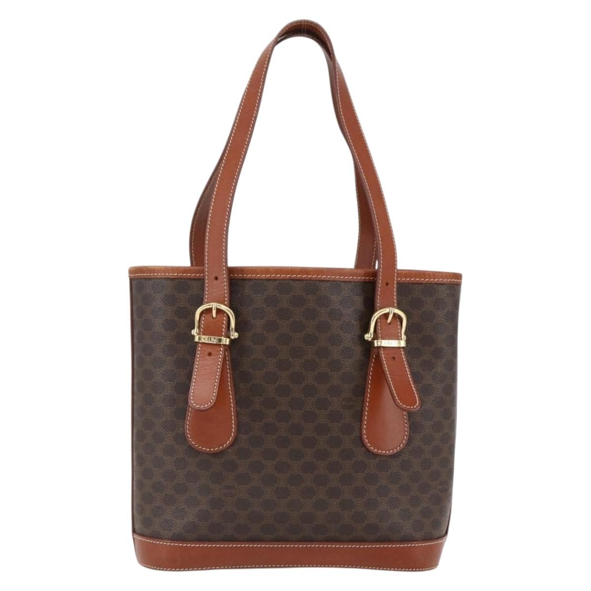Celine Vintage Macadam Handbag Canvas And Leather Brown Canvas Handbag (Pre-Owned)