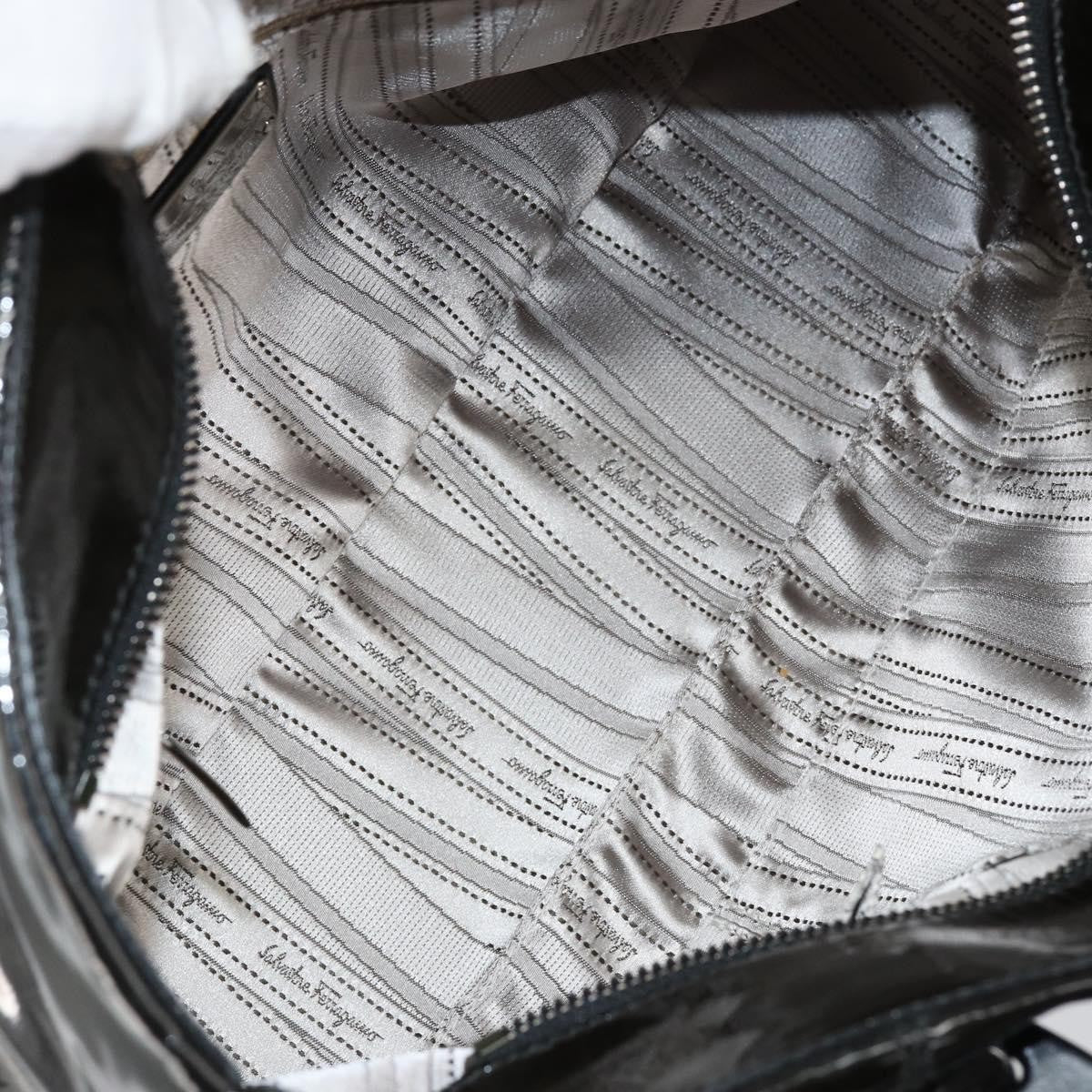 Salvatore Ferragamo Vintage Tote Bag Patent Leather Black Patent_Leather Tote Bag Bag (Pre-Owned)