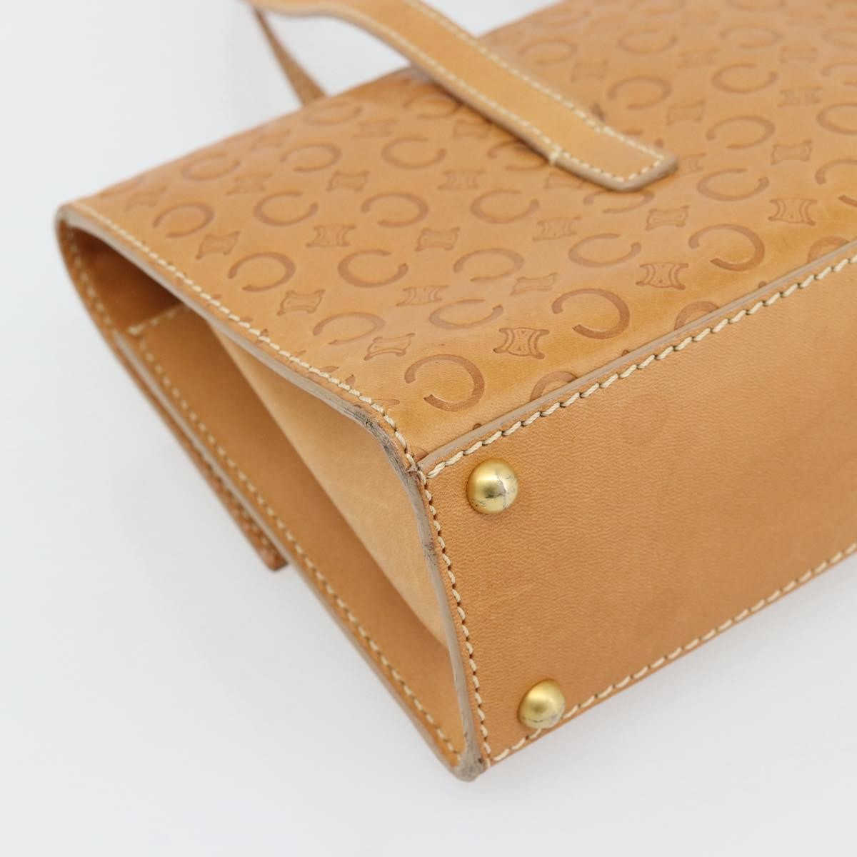 Celine C Macadam Handbag Canvas Beige Canvas Handbag (Pre-Owned)