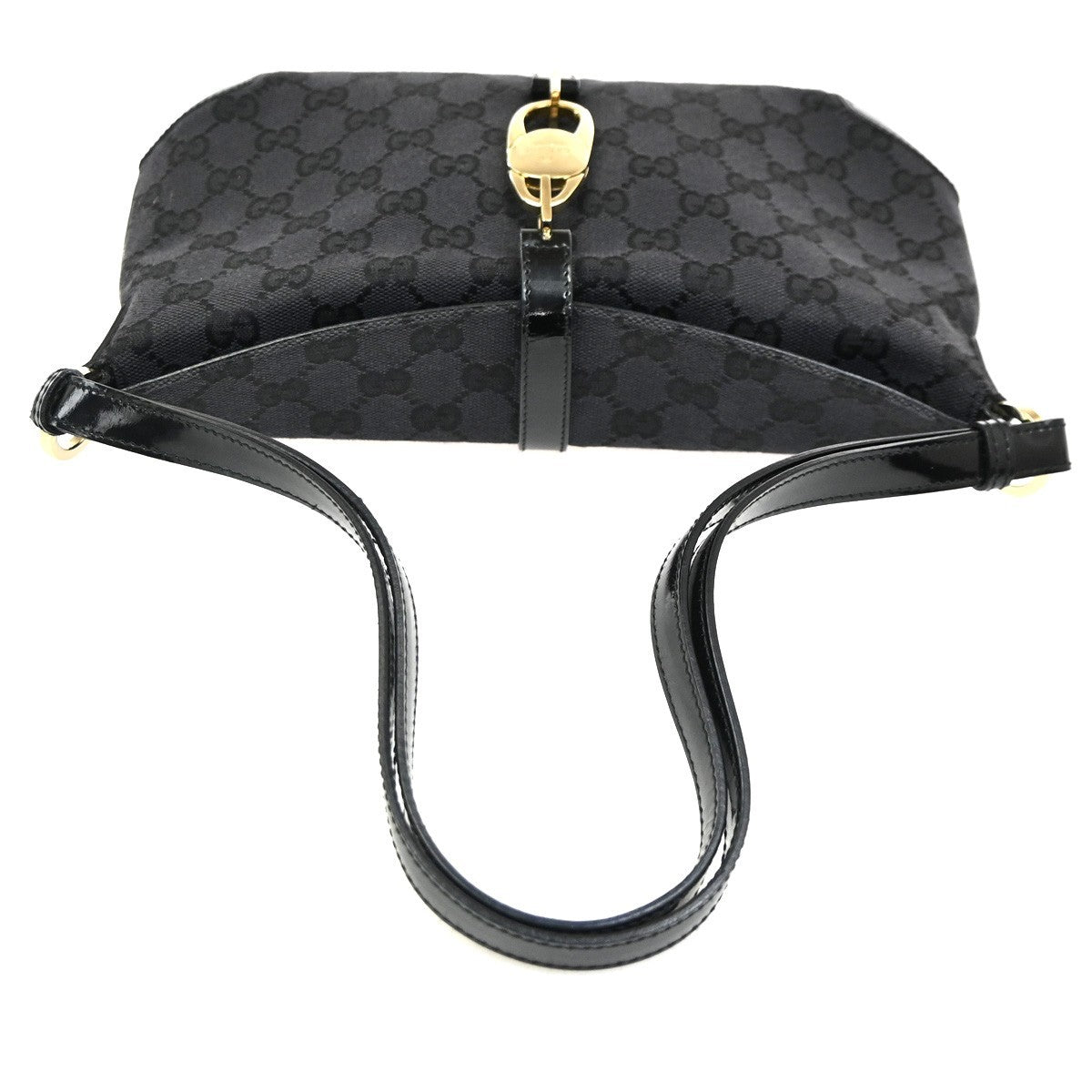 Gucci Vintage Shoulder Bag Monogram Canvas Black Patent_Leather Shoulder Bag Bag (Pre-Owned)