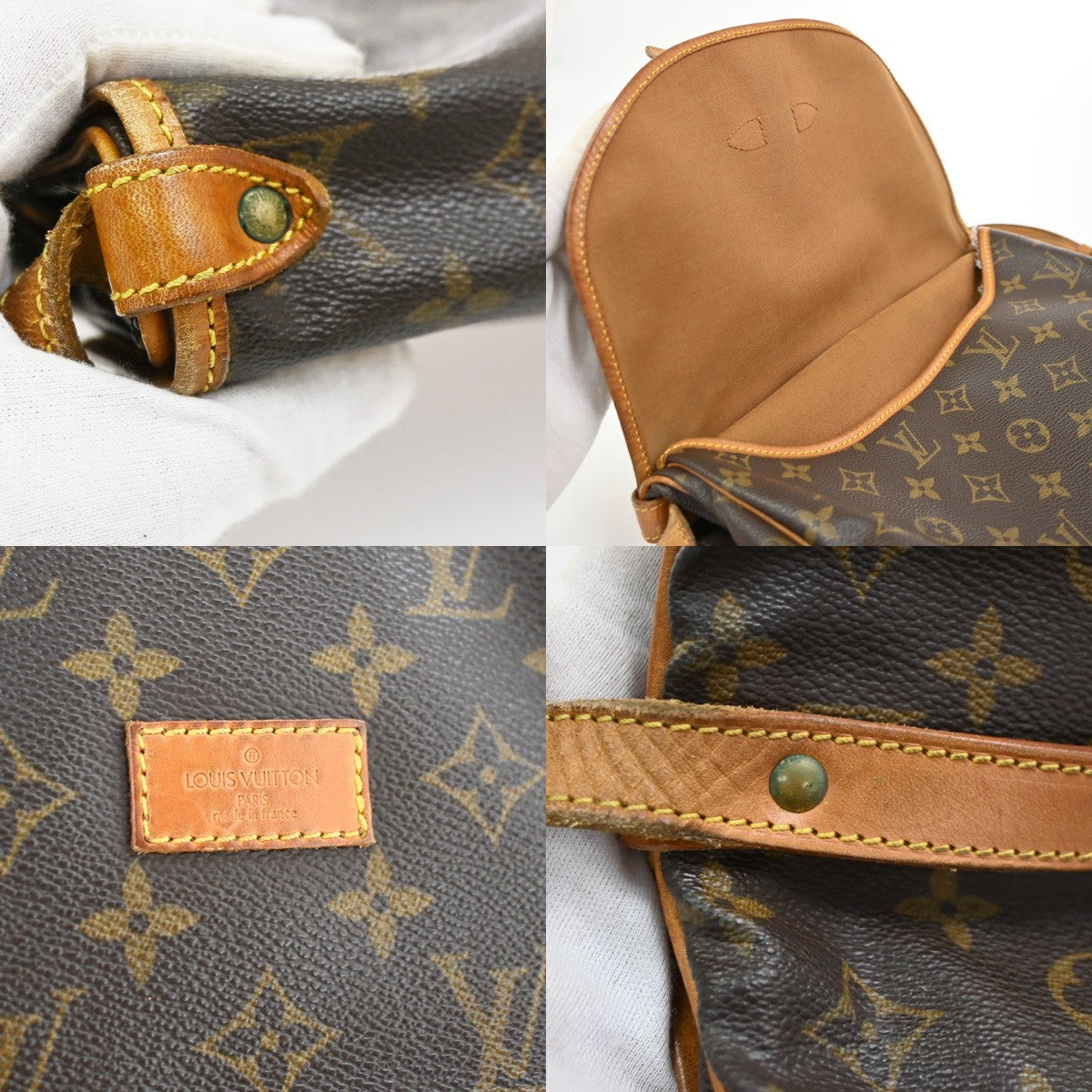 Louis Vuitton Saumur Handbag Monogram Canvas Brown Canvas Shoulder Bag Bag (Pre-Owned)