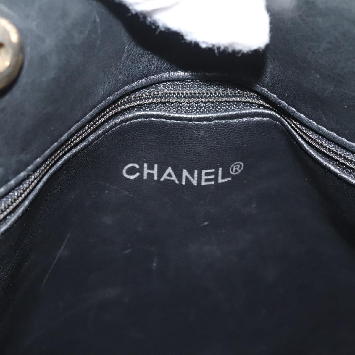 Chanel Chain Shoulder Bag Leather Black Leather Shoulder Bag Bag (Pre-Owned)