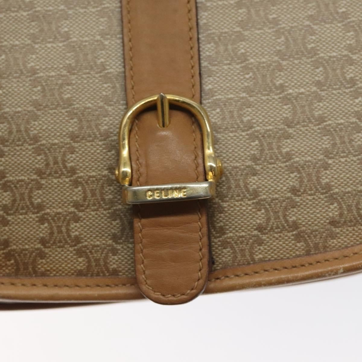 Celine Vintage Macadam Shoulder Bag Canvas And Leather Beige Canvas Shoulder Bag Bag (Pre-Owned)