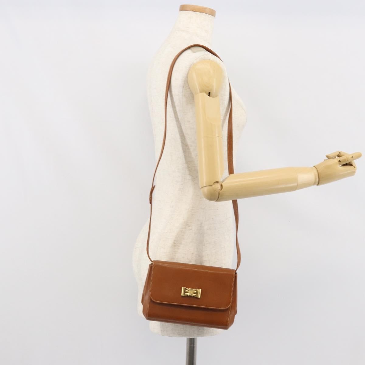 Gucci Vintage Shoulder Bag Leather Brown Leather Shoulder Bag Bag (Pre-Owned)