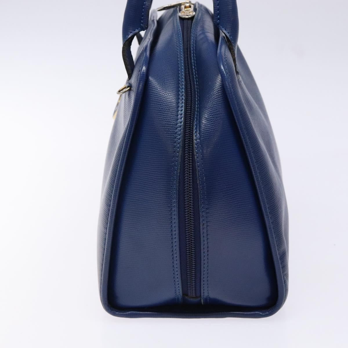 Celine Circle Logo Handbag Leather Blue Leather Bag (Pre-Owned)