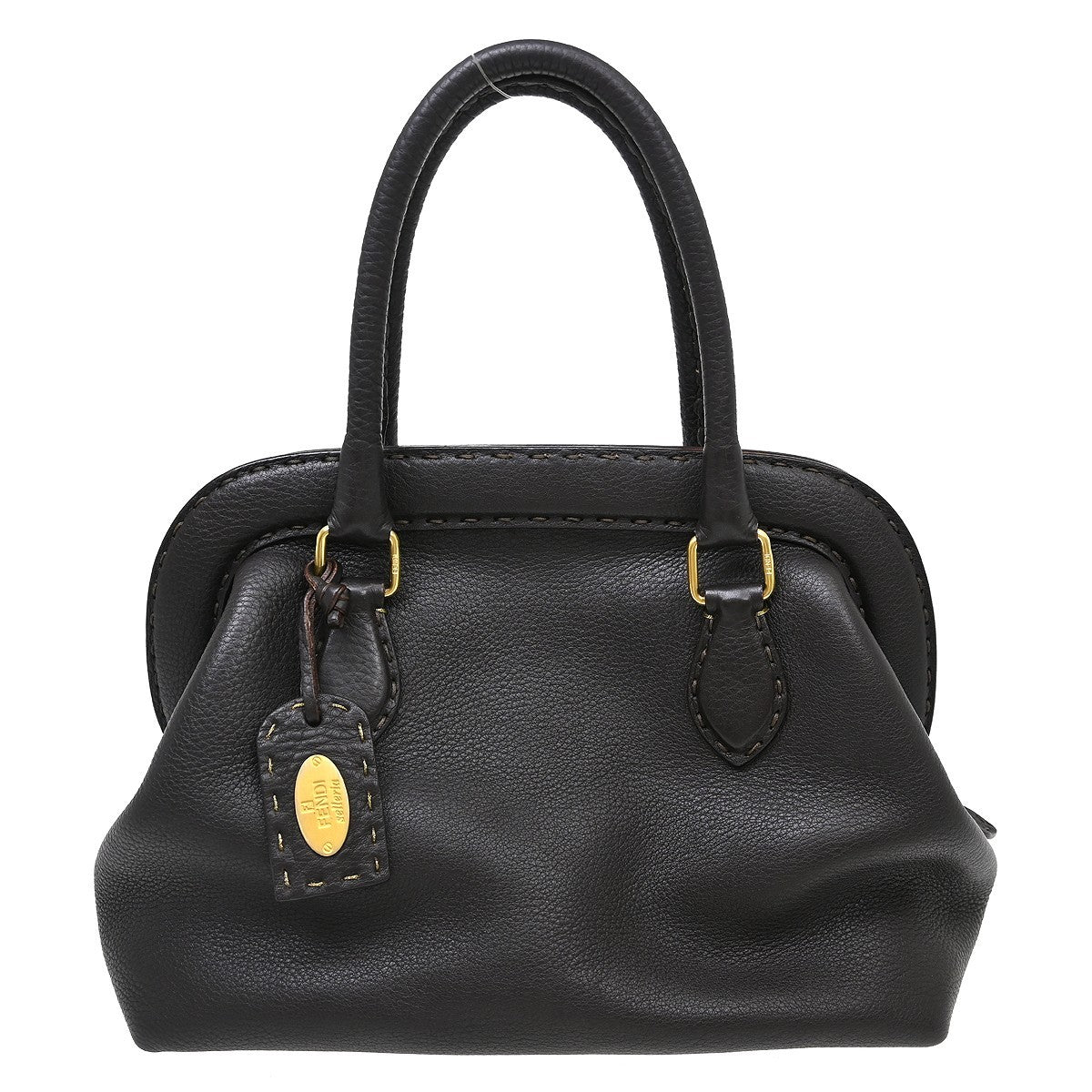 Fendi Selleria Frame Doctor Bag Leather Brown Leather Handbag (Pre-Owned)