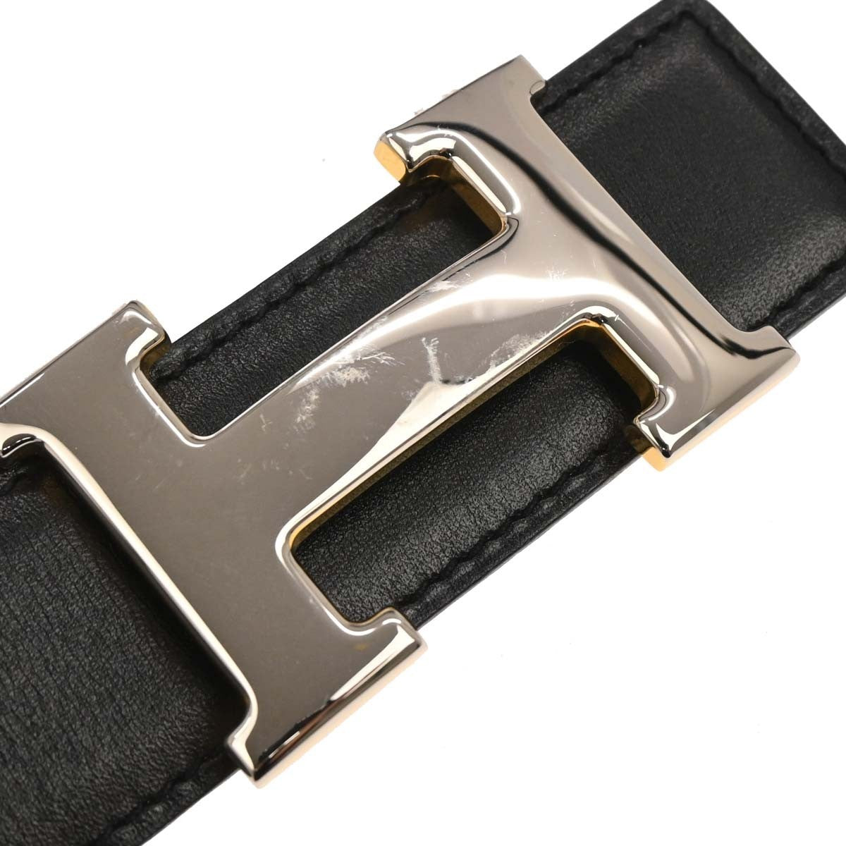 Hermes Constance Reversible Belt Leather Black Leather Belts Accessory (Pre-Owned)