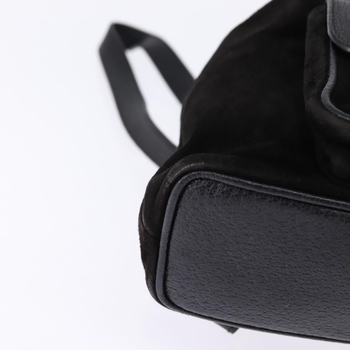 Gucci Vintage Bamboo Backpack Suede Black Suede Backpack Bag (Pre-Owned)