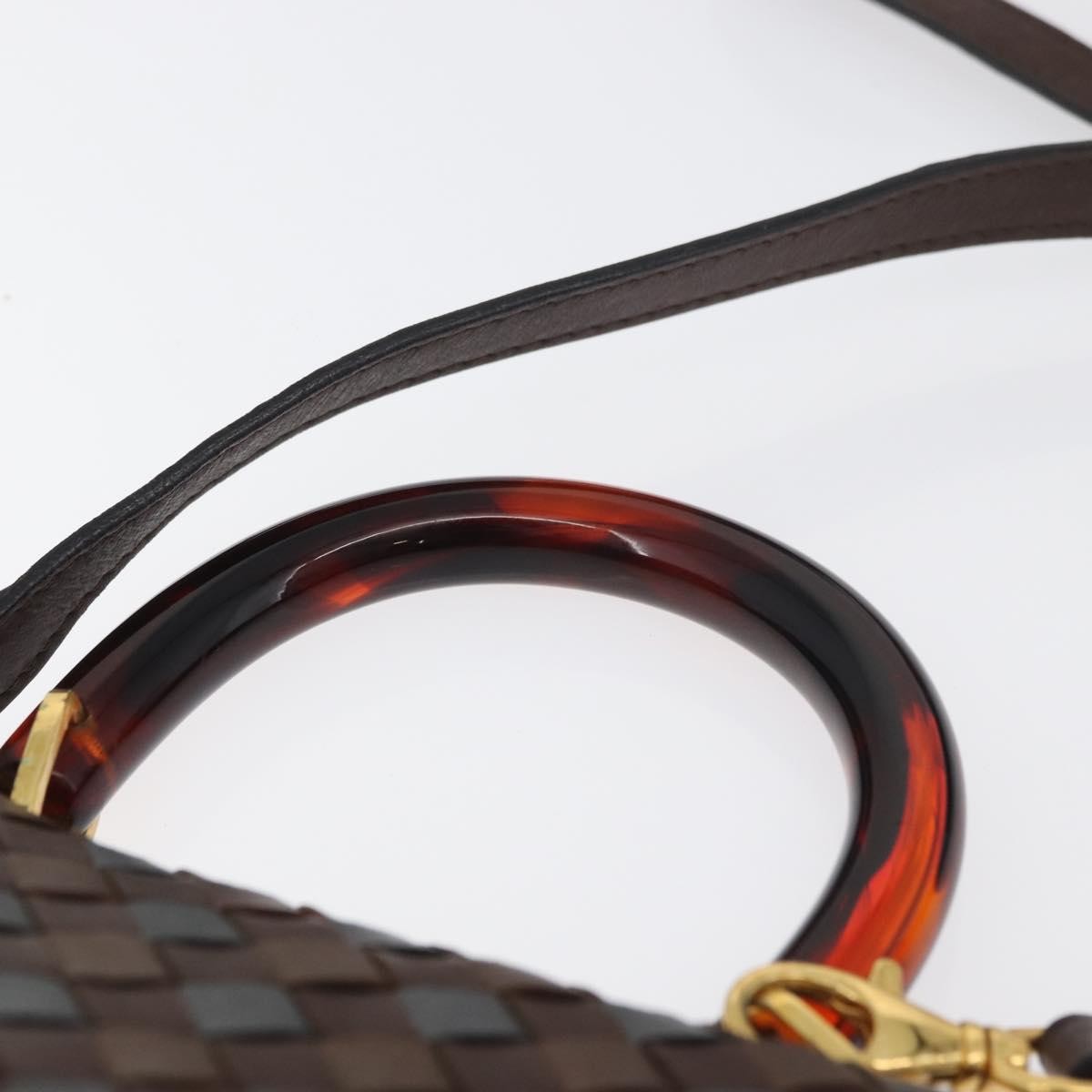 Bottega Veneta Intrecciato Handbag Leather Brown Leather Handbag (Pre-Owned)