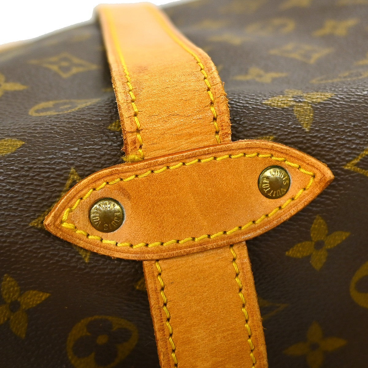 Louis Vuitton Saumur Handbag Monogram Canvas Brown Canvas Shoulder Bag Bag (Pre-Owned)