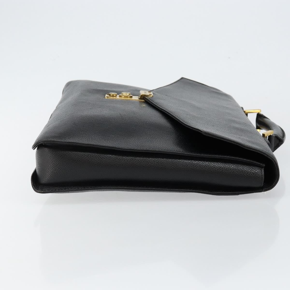 Chanel Vintage Lock Briefcase Caviar Black Leather Briefcase Bag (Pre-Owned)