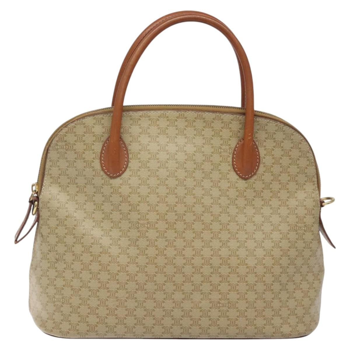 Celine Vintage Macadam Handbag Canvas And Leather Beige Canvas Handbag (Pre-Owned)