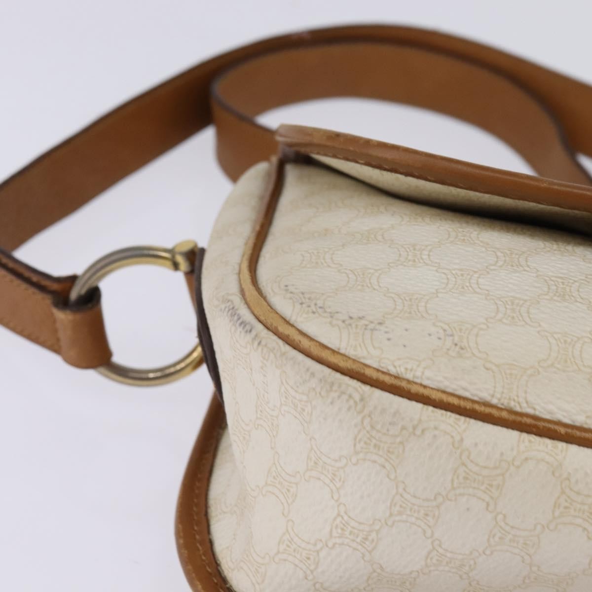 Celine Vintage Macadam Shoulder Bag Canvas And Leather Ecru Canvas Shoulder Bag Bag (Pre-Owned)
