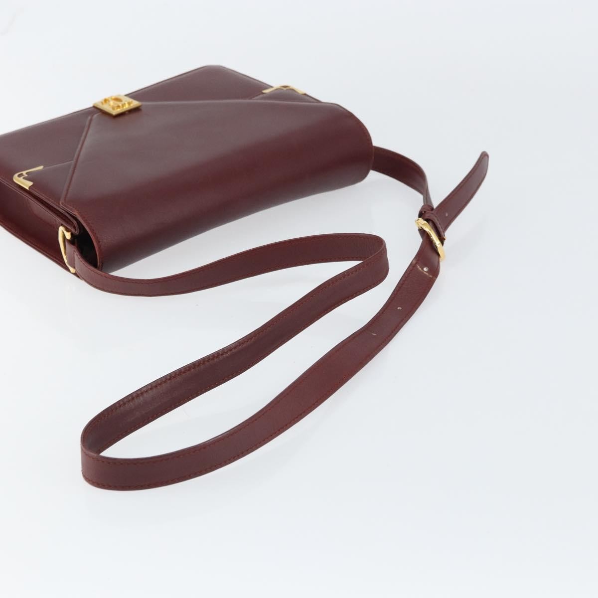 Cartier Must De Cartier Shoulder Bag Leather Burgundy Leather Shoulder Bag Bag (Pre-Owned)
