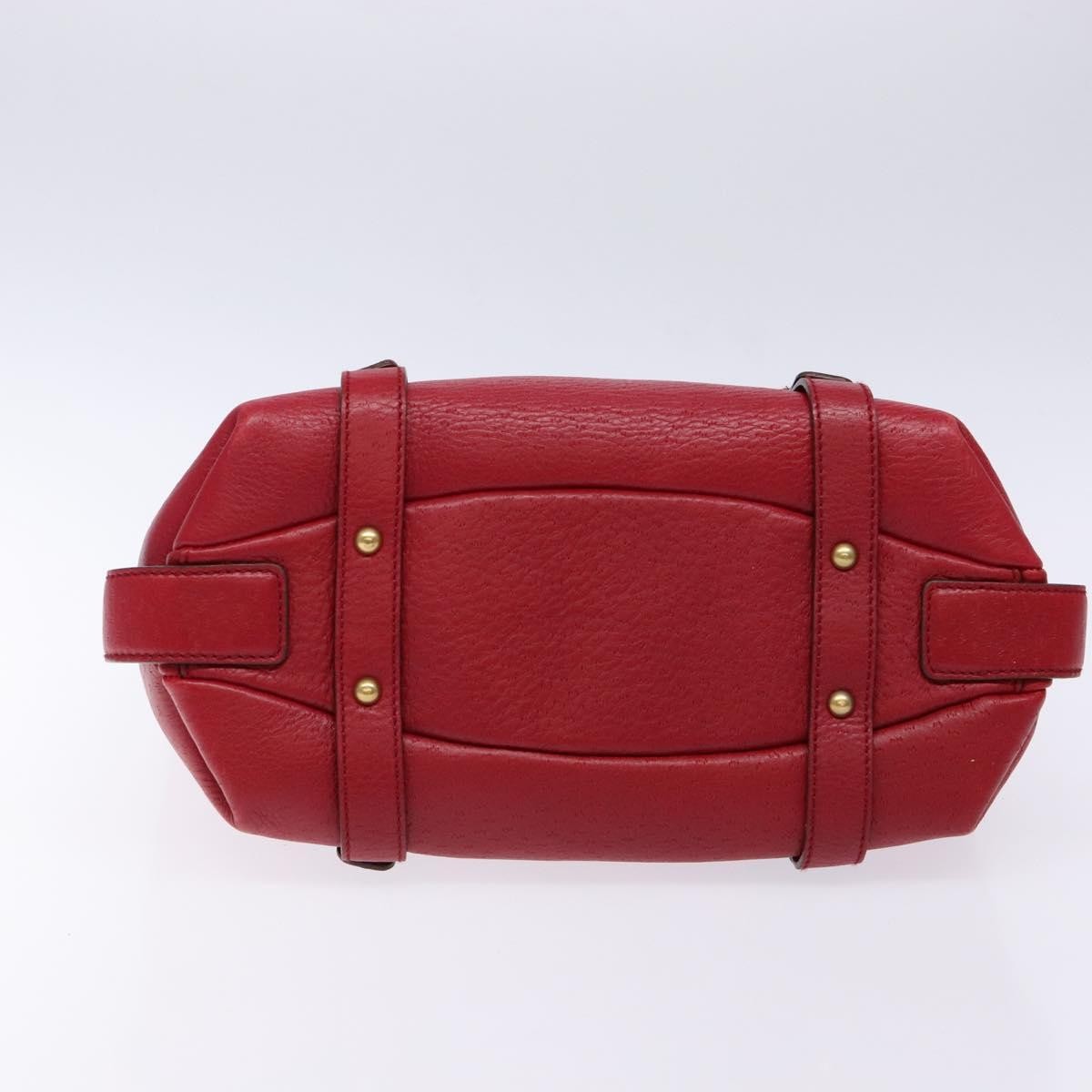 Salvatore Ferragamo Gancini Handbag Leather Red Leather Handbag (Pre-Owned)