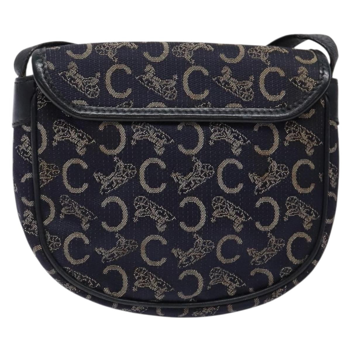 Celine C Sulky Shoulder Bag Canvas And Leather Navy Canvas Shoulder Bag Bag (Pre-Owned)