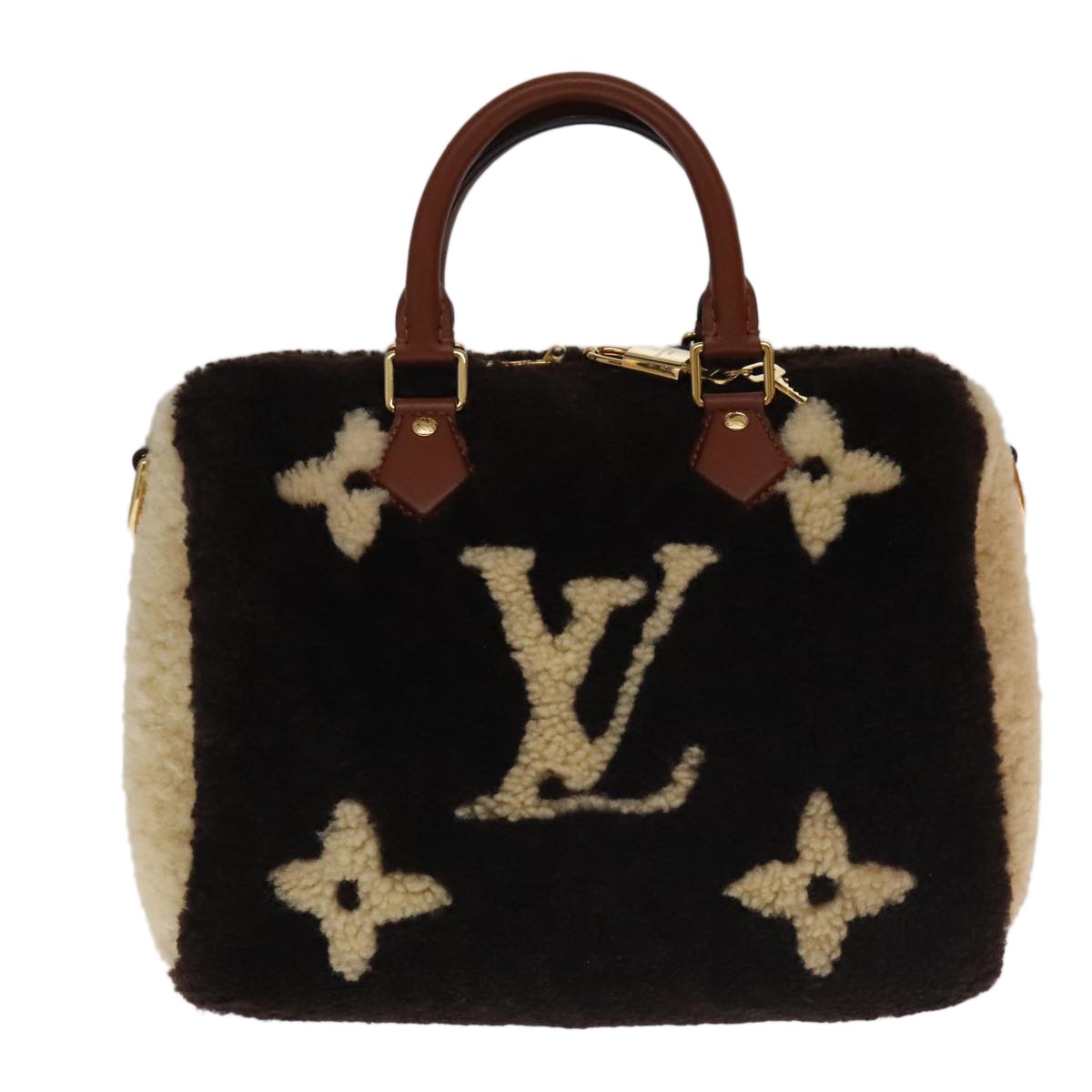 Louis Vuitton Speedy Bandouliere Bag Monogram Giant Teddy Fleece Brown Fur Shoulder Bag Bag (Pre-Owned)