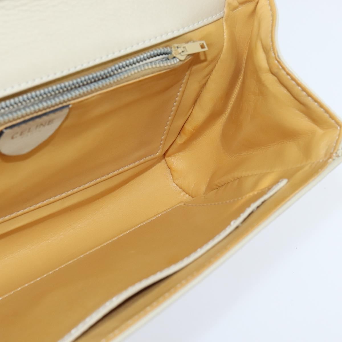Celine Flap Shoulder Bag Leather Beige Leather Shoulder Bag Bag (Pre-Owned)