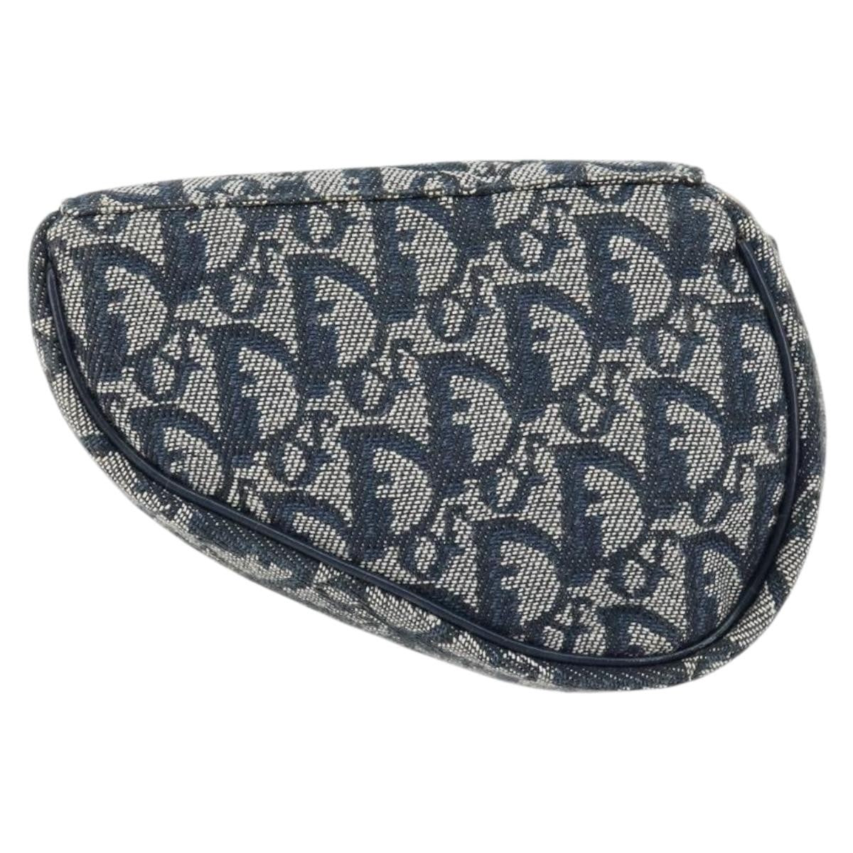 Christian Dior Vintage Saddle Coin Purse Diorissimo Canvas Navy Canvas Clutche & Pouche Bag (Pre-Owned)
