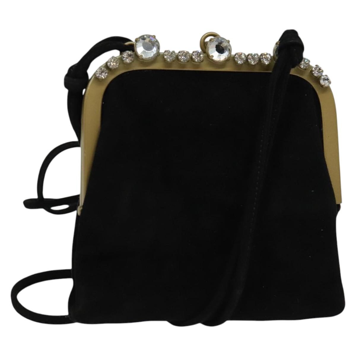 Miu Miu Kisslock Clutch Suede Black Suede Clutche & Pouche Bag (Pre-Owned)