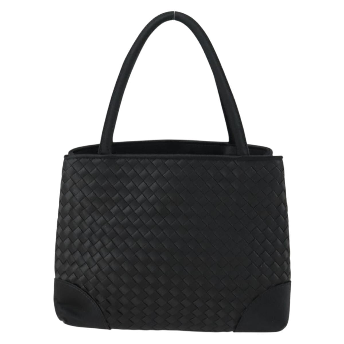 Bottega Veneta Intrecciato Handbag Satin Black Satin Handbag (Pre-Owned)