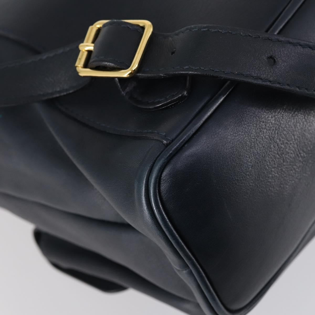 Gucci Vintage Bamboo Backpack Leather Navy Leather Backpack Bag (Pre-Owned)