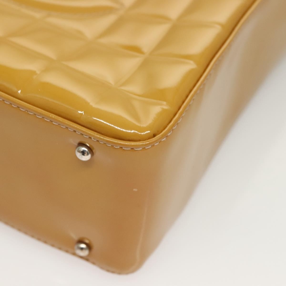 Chanel Chocolate Bar Cc Tote Quilted Patent Yellow Patent_Leather Handbag (Pre-Owned)