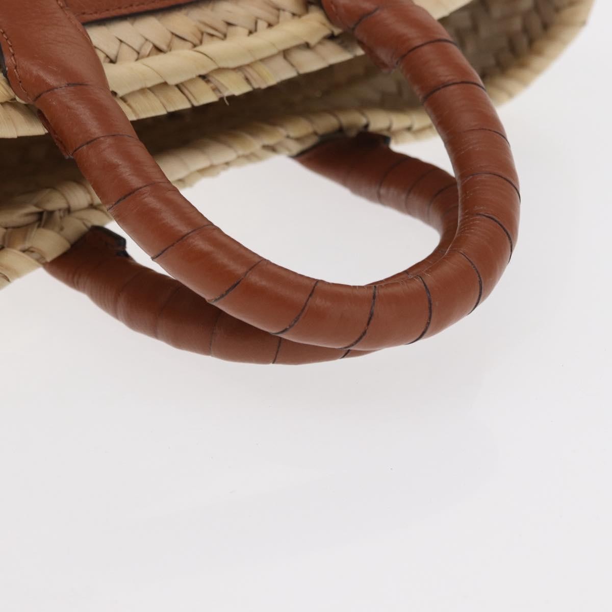 Chloe Marcie Basket Bag Raffia And Leather Beige Wicker Handbag (Pre-Owned)