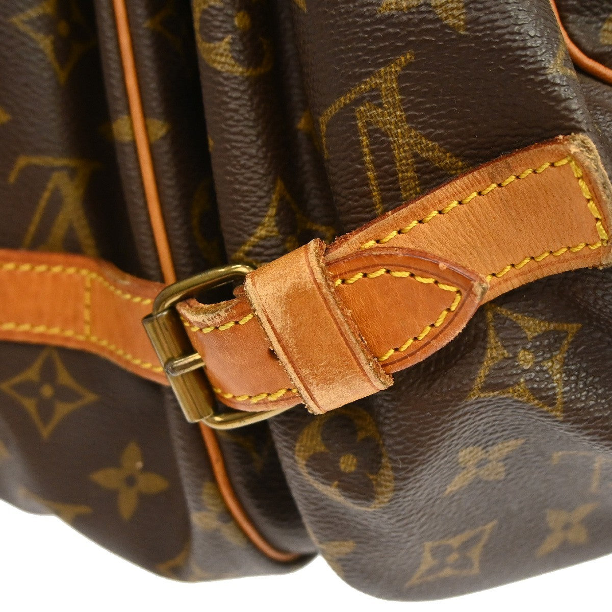 Louis Vuitton Saumur Handbag Monogram Canvas Brown Canvas Shoulder Bag Bag (Pre-Owned)