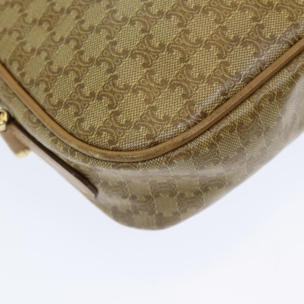Celine Vintage Macadam Shoulder Bag Canvas And Leather Beige Canvas Shoulder Bag Bag (Pre-Owned)