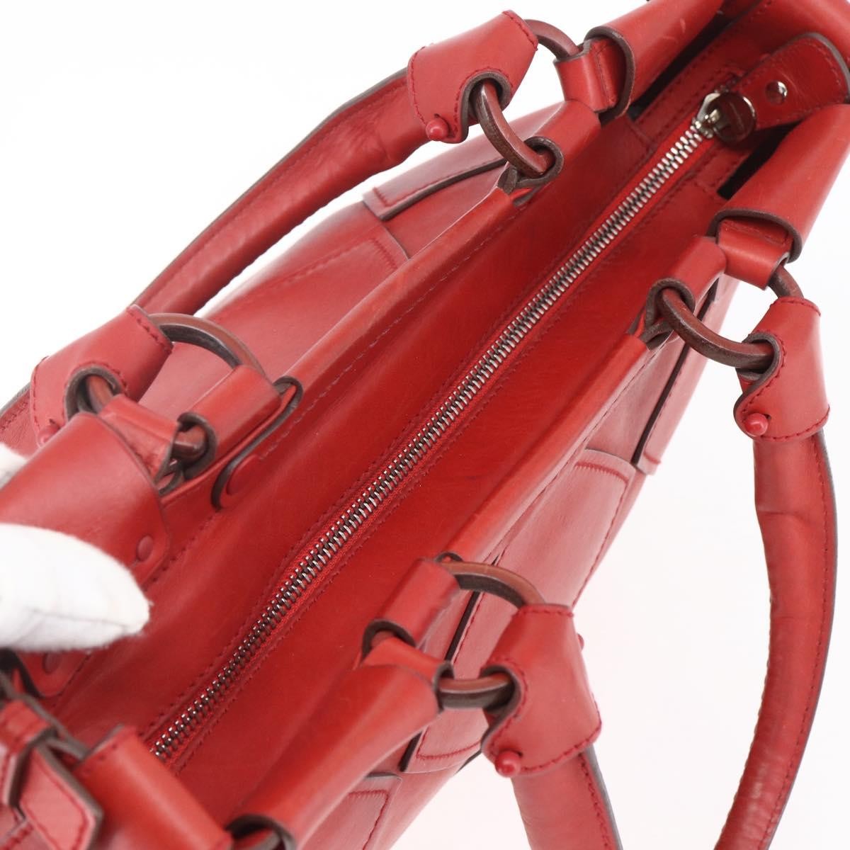 Salvatore Ferragamo Gancini Handbag Leather Red Leather Handbag (Pre-Owned)
