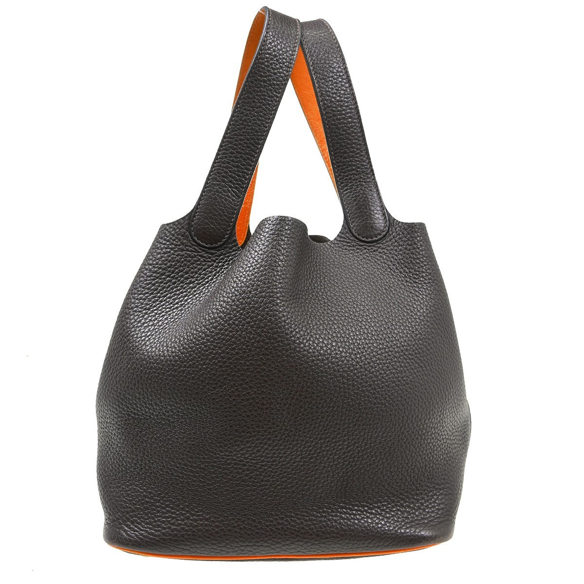 Hermes Picotin Bag Clemence Brown Leather Handbag (Pre-Owned)