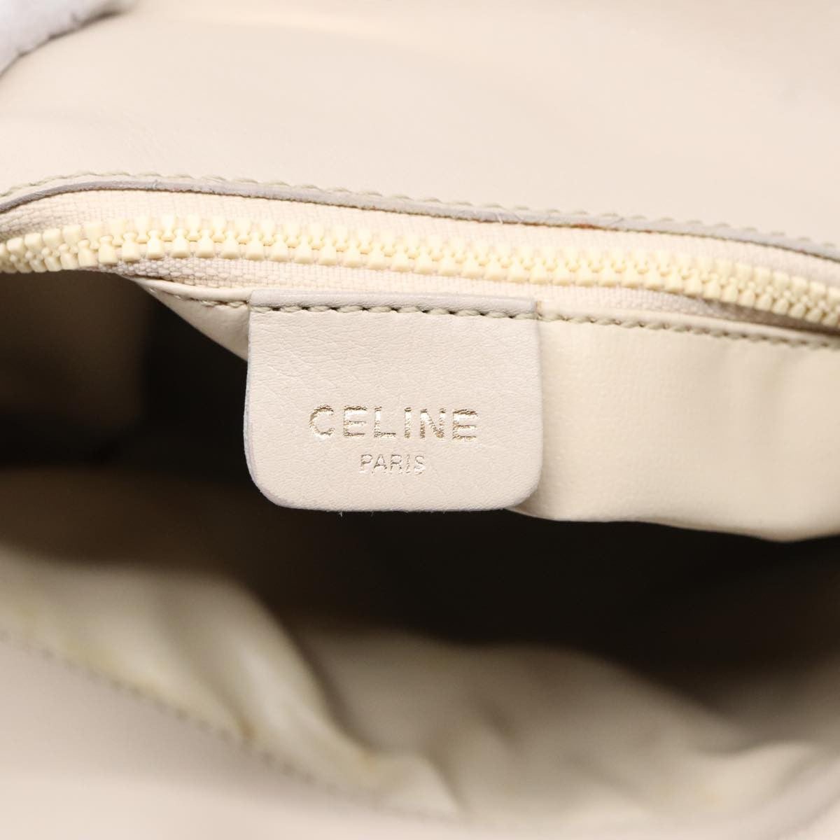 Celine Vintage Shoulder Bag Leather Beige Leather Shoulder Bag Bag (Pre-Owned)