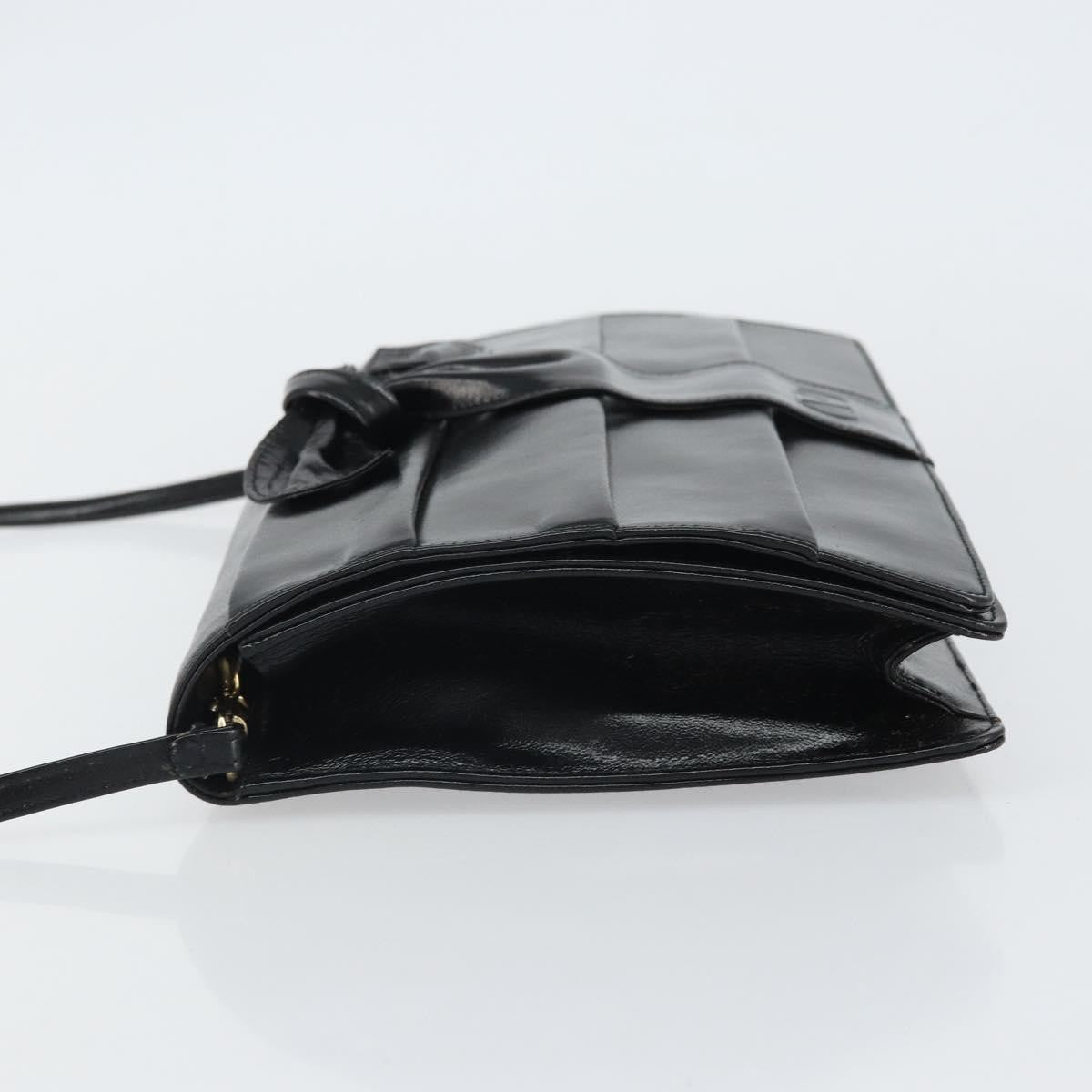 Valentino Garavani Bow Crossbody Bag Leather Black Leather Shoulder Bag Bag (Pre-Owned)