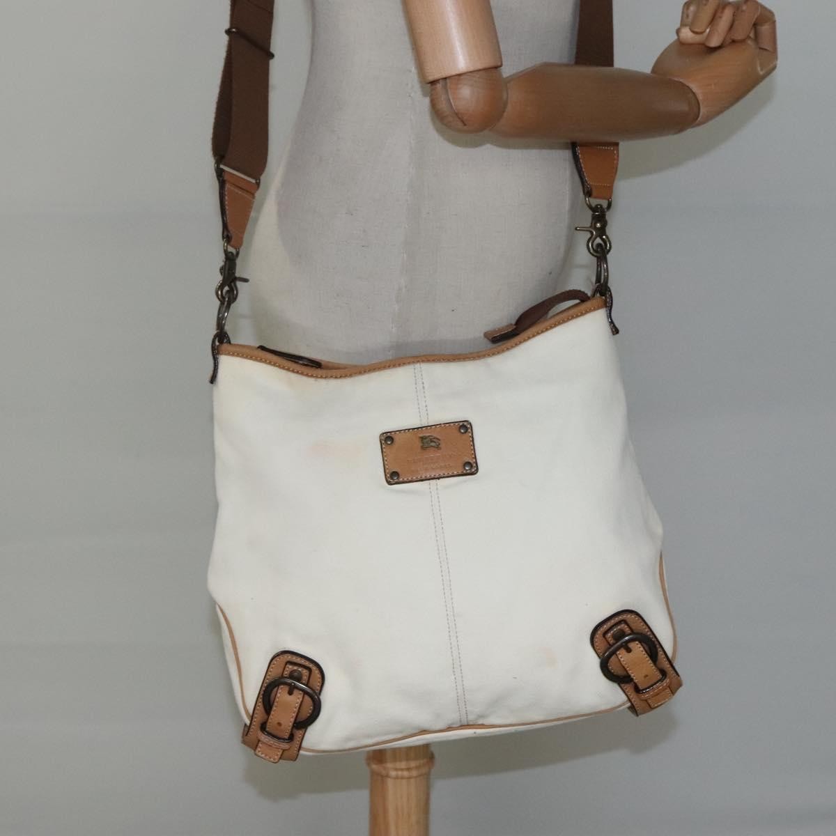 Burberry Blue Label Shoulder Bag Canvas White Canvas Shoulder Bag Bag (Pre-Owned)