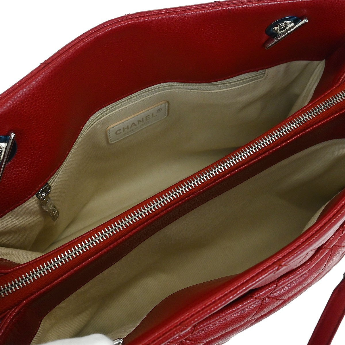 Chanel Timeless Cc Soft Tote Quilted Caviar Red Leather Tote Bag Bag (Pre-Owned)