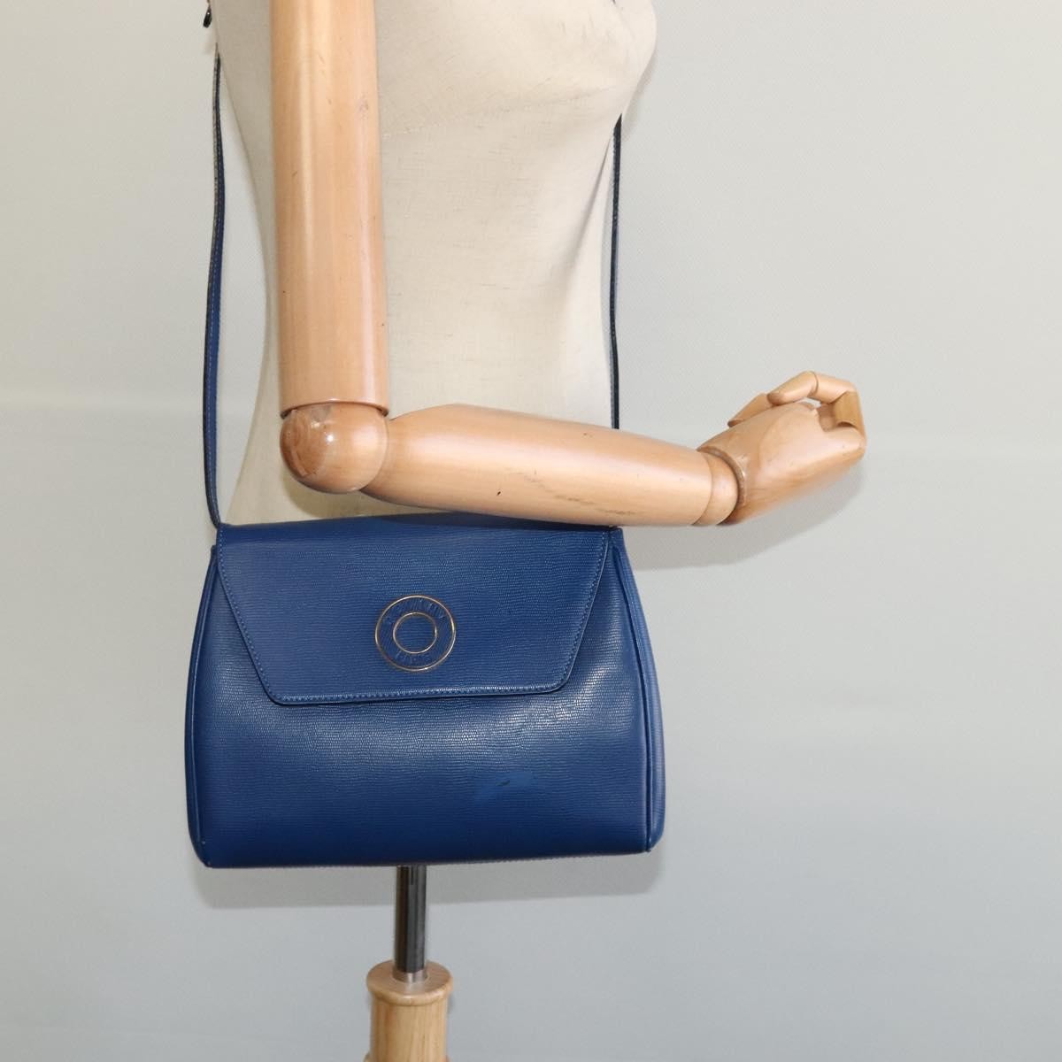 Celine Vintage Circle Logo Crossbody Bag Leather Blue Leather Shoulder Bag Bag (Pre-Owned)