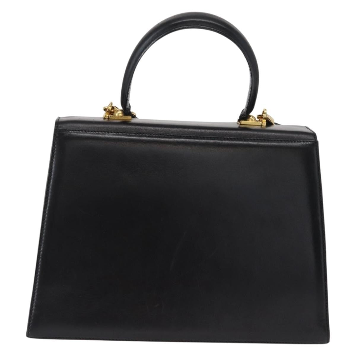 Salvatore Ferragamo Convertible Top Handle Bag Leather Black Leather Handbag (Pre-Owned)