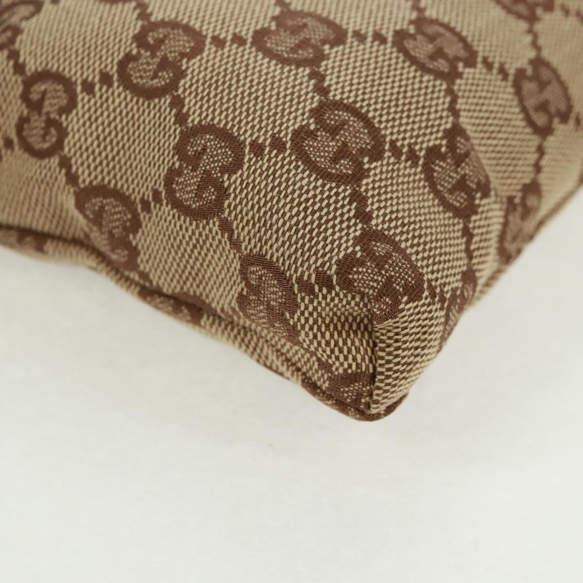 Gucci Vintage Double Belt Bag Gg Canvas With Leather Beige Canvas Shoulder Bag Bag (Pre-Owned)