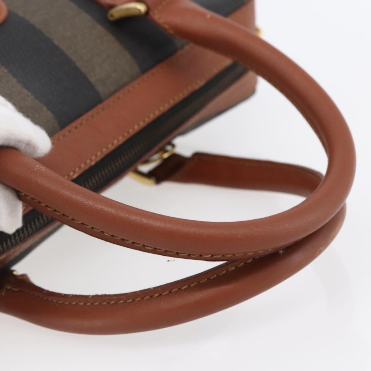 Fendi Vintage Pequin Convertible Boston Bag Coated Canvas Brown Canvas Handbag (Pre-Owned)
