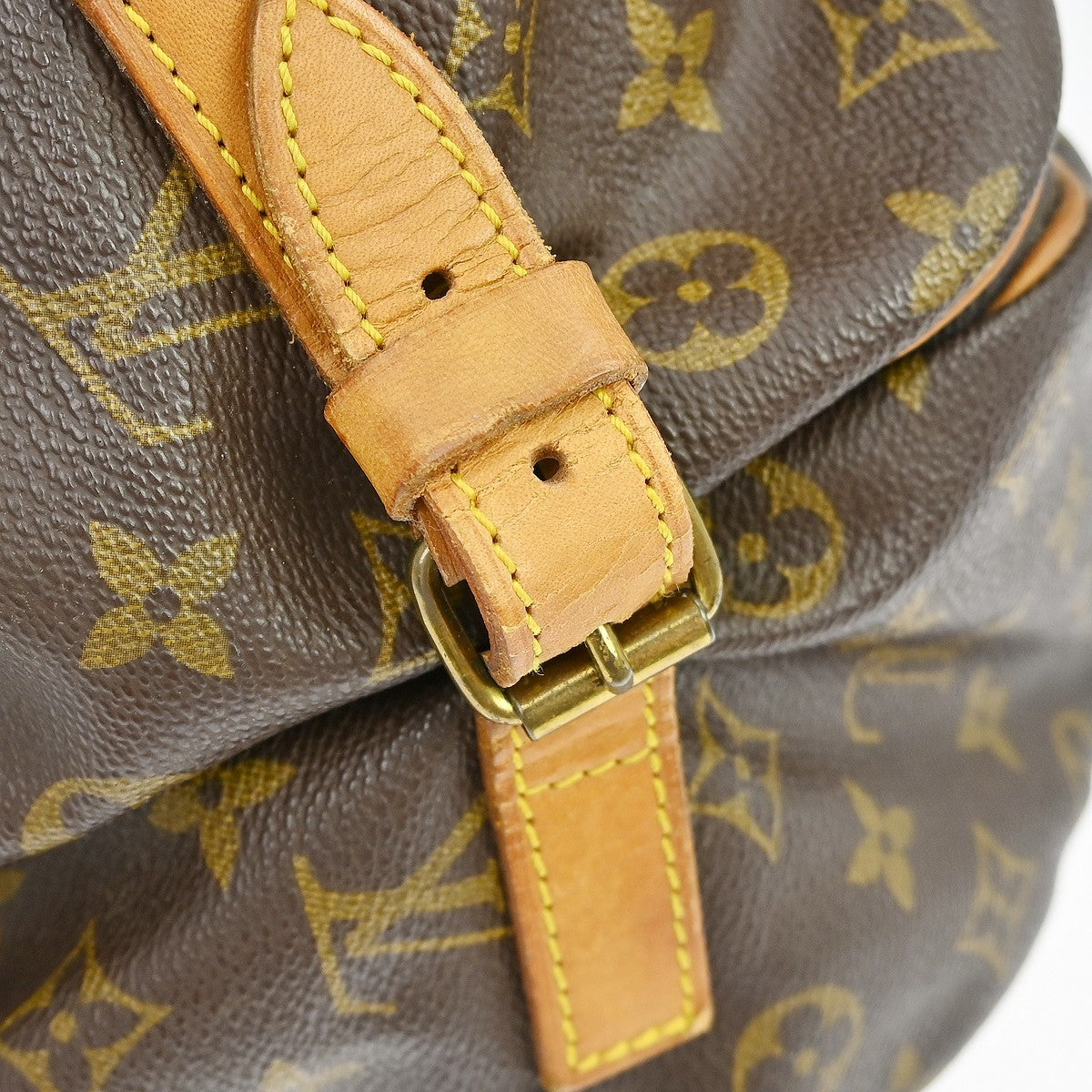Louis Vuitton Saumur Handbag Monogram Canvas Brown Canvas Shoulder Bag Bag (Pre-Owned)