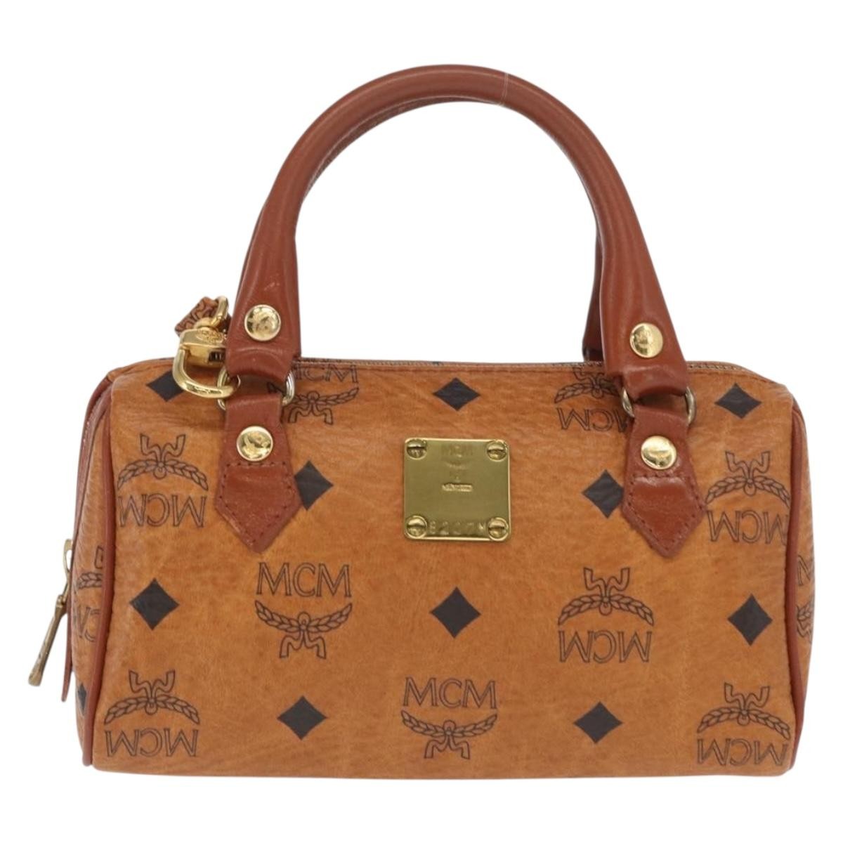 MCM Visetos Handbag Canvas And Leather Brown Canvas Handbag (Pre-Owned)