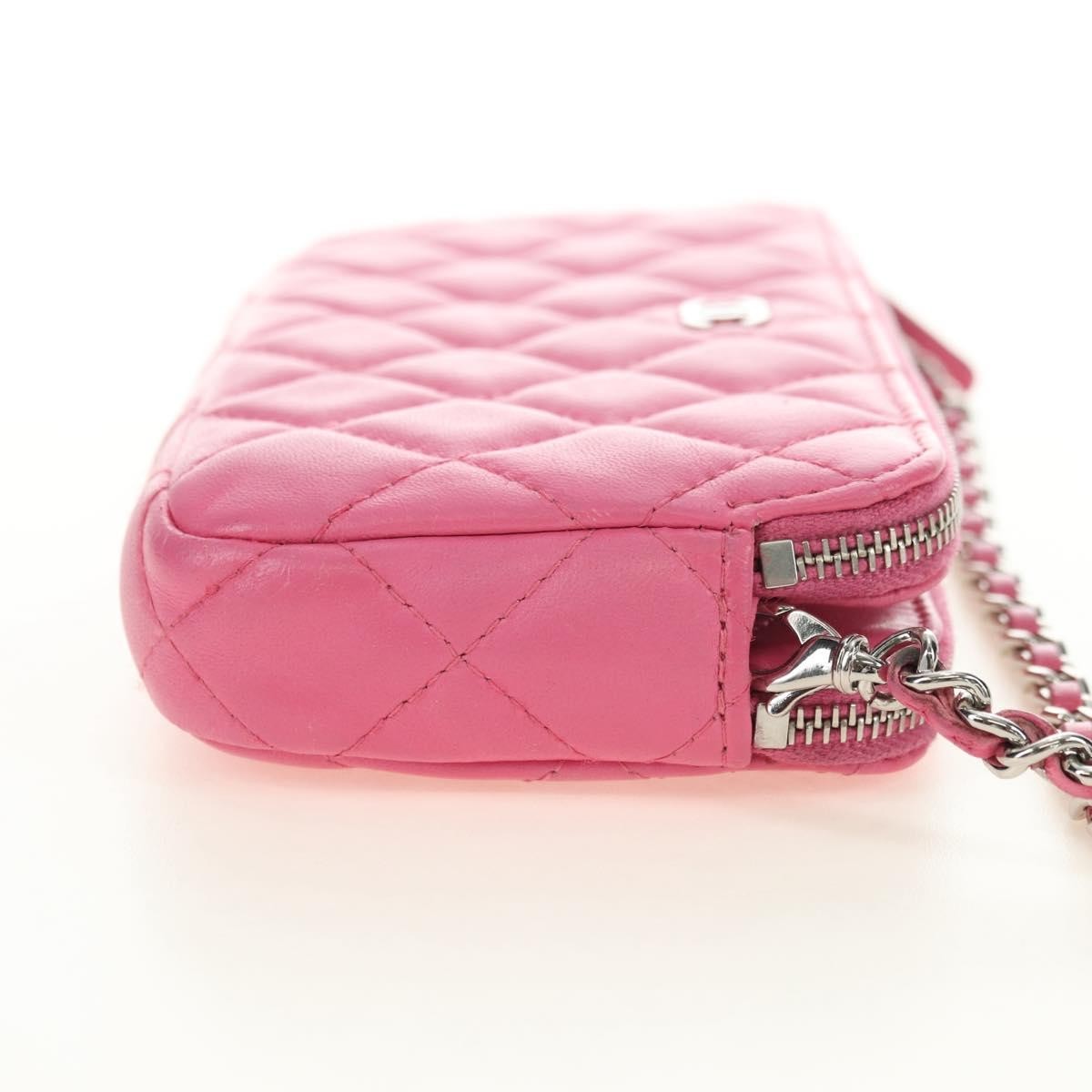 Chanel Double Zip Clutch With Chain Quilted Lambskin Pink Leather Shoulder Bag Bag (Pre-Owned)