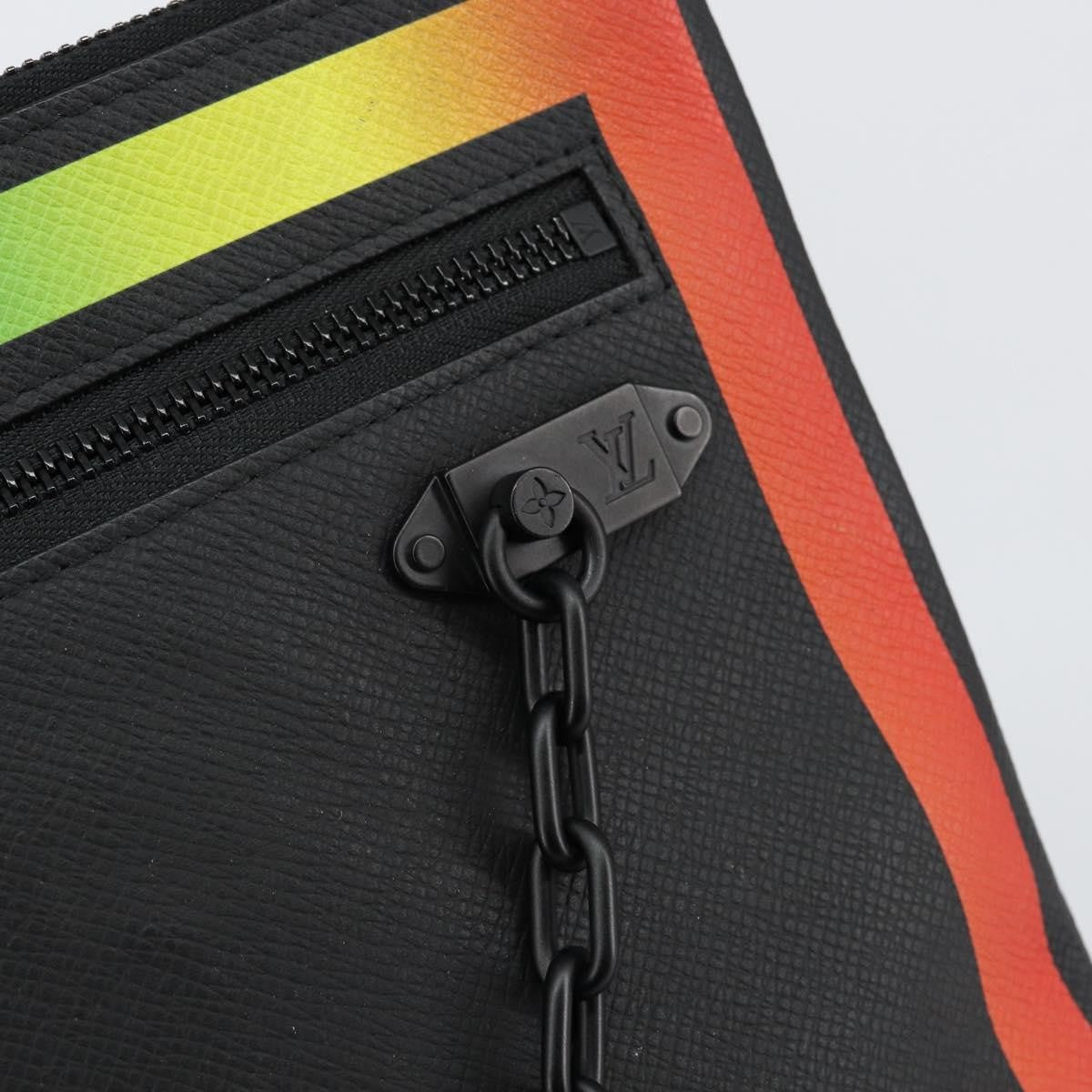 Louis Vuitton Pochette A4 Rainbow Taiga Leather Black Leather Clutche & Pouche Bag (Pre-Owned)