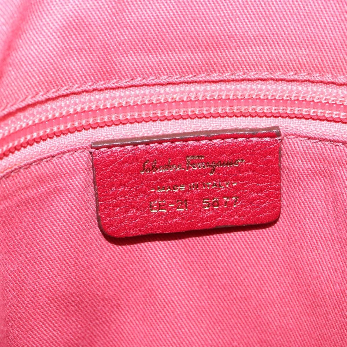 Salvatore Ferragamo Gancini Handbag Leather Red Leather Handbag (Pre-Owned)