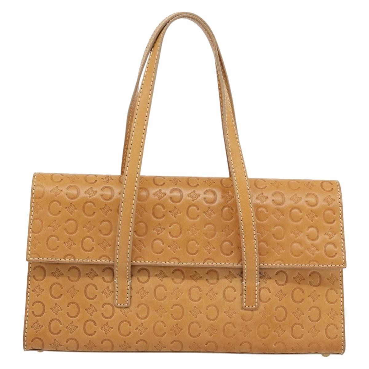 Celine C Macadam Handbag Canvas Beige Canvas Handbag (Pre-Owned)