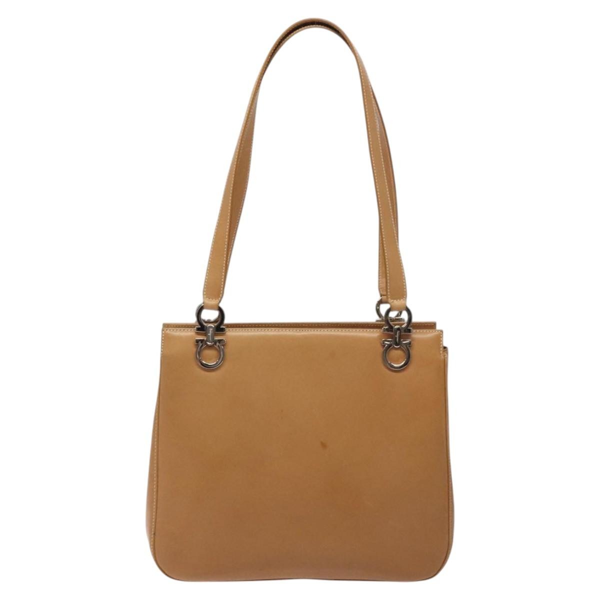 Salvatore Ferragamo Gancini Shoulder Bag Suede Brown Leather Shoulder Bag Bag (Pre-Owned)