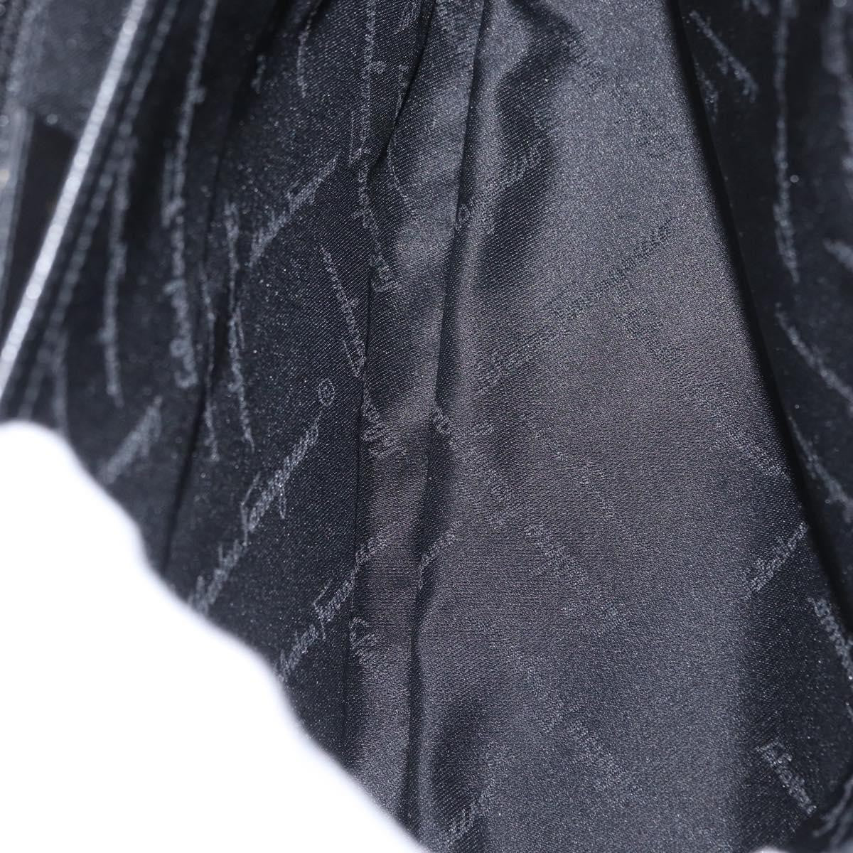 Salvatore Ferragamo Gancini Handbag Leather Black Leather Handbag (Pre-Owned)