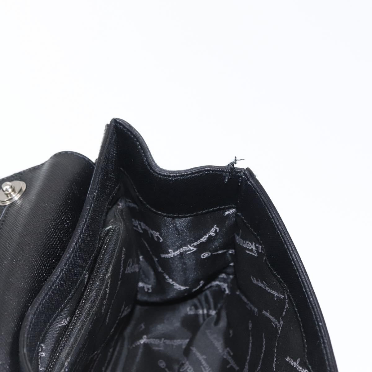 Salvatore Ferragamo Gancini Shoulder Bag Leather Black Leather Shoulder Bag Bag (Pre-Owned)